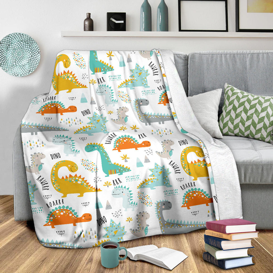Cute Funny Kids Dinosaurs Pattern Premium Blanket