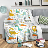 Cute Funny Kids Dinosaurs Pattern Premium Blanket