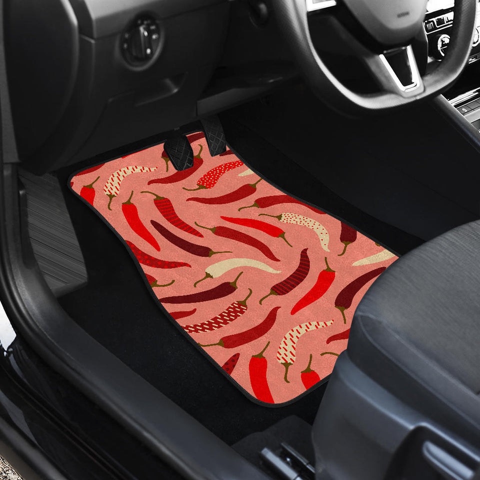 Beautiful Chili Peppers Pattern Front And Back Car Mats