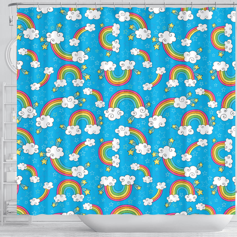 Rainbows Sky Clouds Pattern Shower Curtain Fulfilled In US