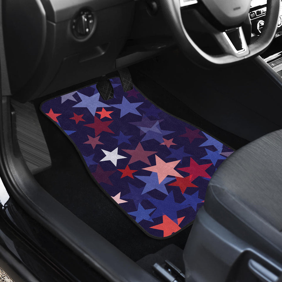 Red Blue Star Pattern Front And Back Car Mats