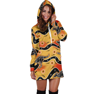 Kangaroo Australian Aboriginal Art Pattern Women'S Hoodie Dress