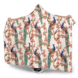 Peacock Tropical Flower Pattern Hooded Blanket