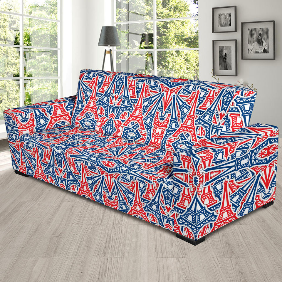 Eiffel Tower Pattern Print Design 02 Sofa Slipcover