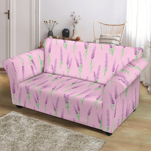 Lavender Pattern Pink Background Loveseat Couch Slipcover