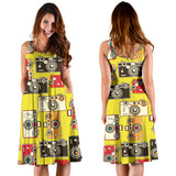 Camera Pattern Print Design 02 Sleeveless Midi Dress