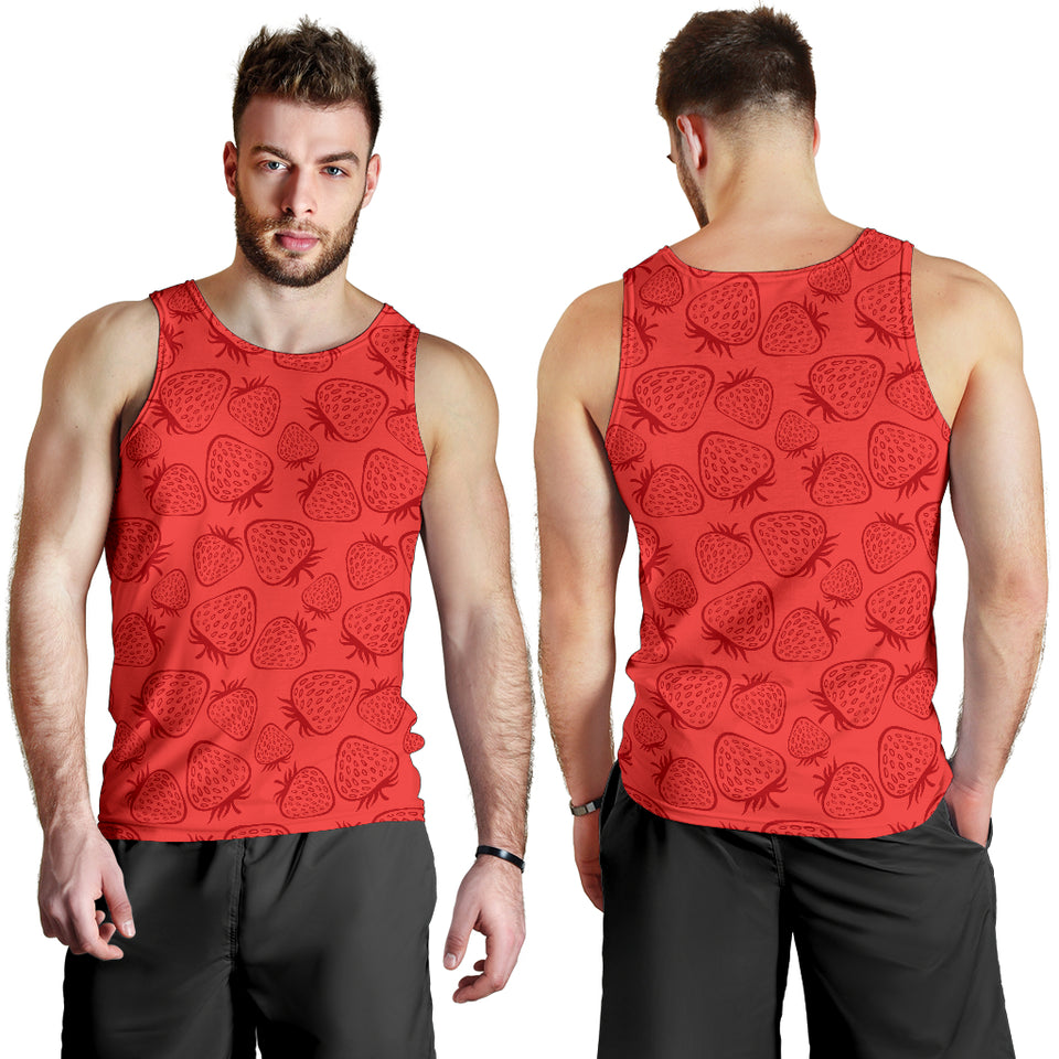 strawberry pattern red background Men Tank Top