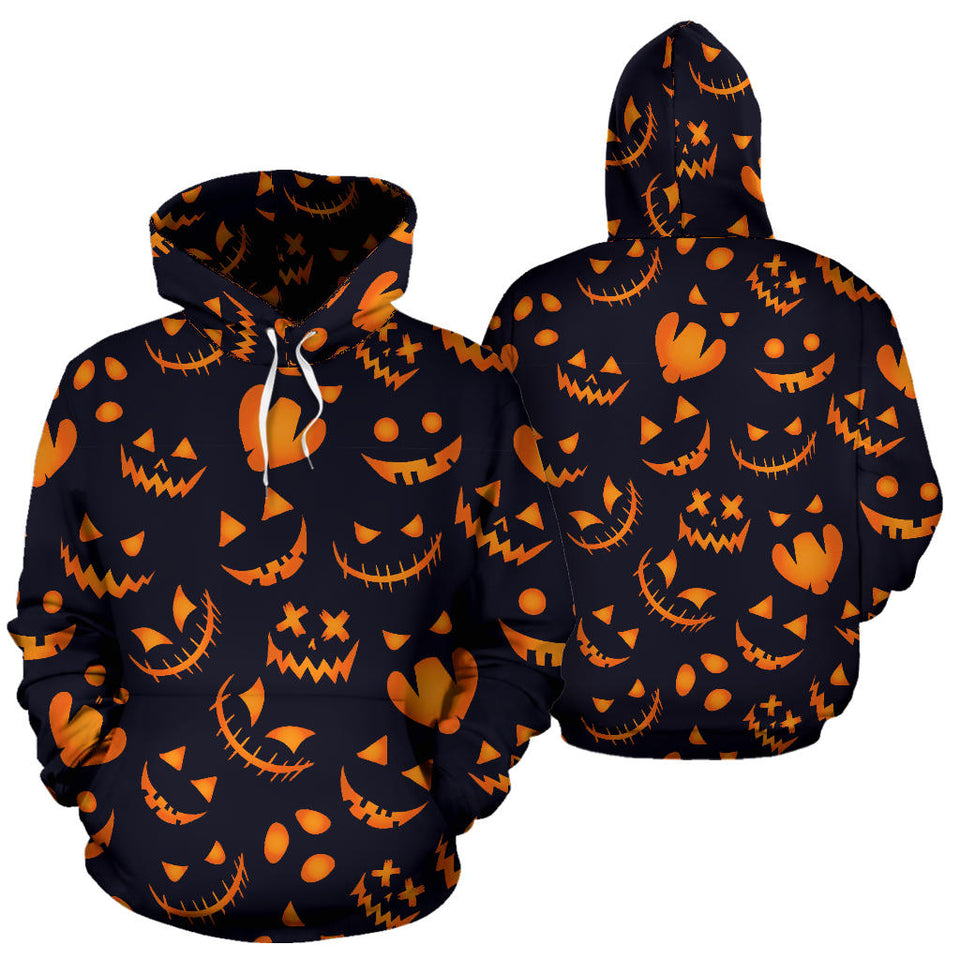 Halloween Pattern Pumpkin Background Men Women Pullover Hoodie