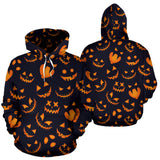 Halloween Pattern Pumpkin Background Men Women Pullover Hoodie