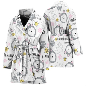 Siberian Husky Design Pattern Women'S Bathrobe
