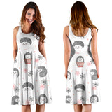 Hedgehog Pattern Print Design 02 Sleeveless Midi Dress