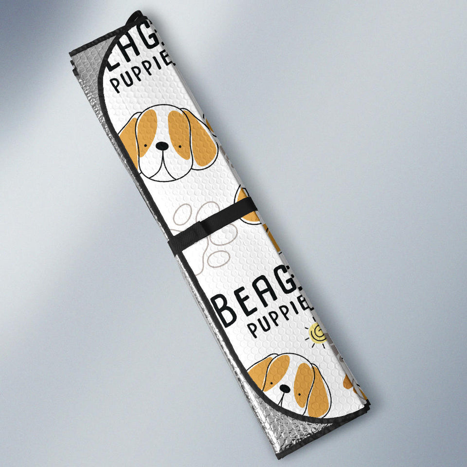 Cute Beagle Dog Pattern Background Car Sun Shade