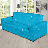 Airplane Destinations Blue Background Sofa Slipcover