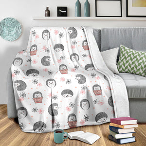 Hedgehog Pattern Print Design 02 Premium Blanket
