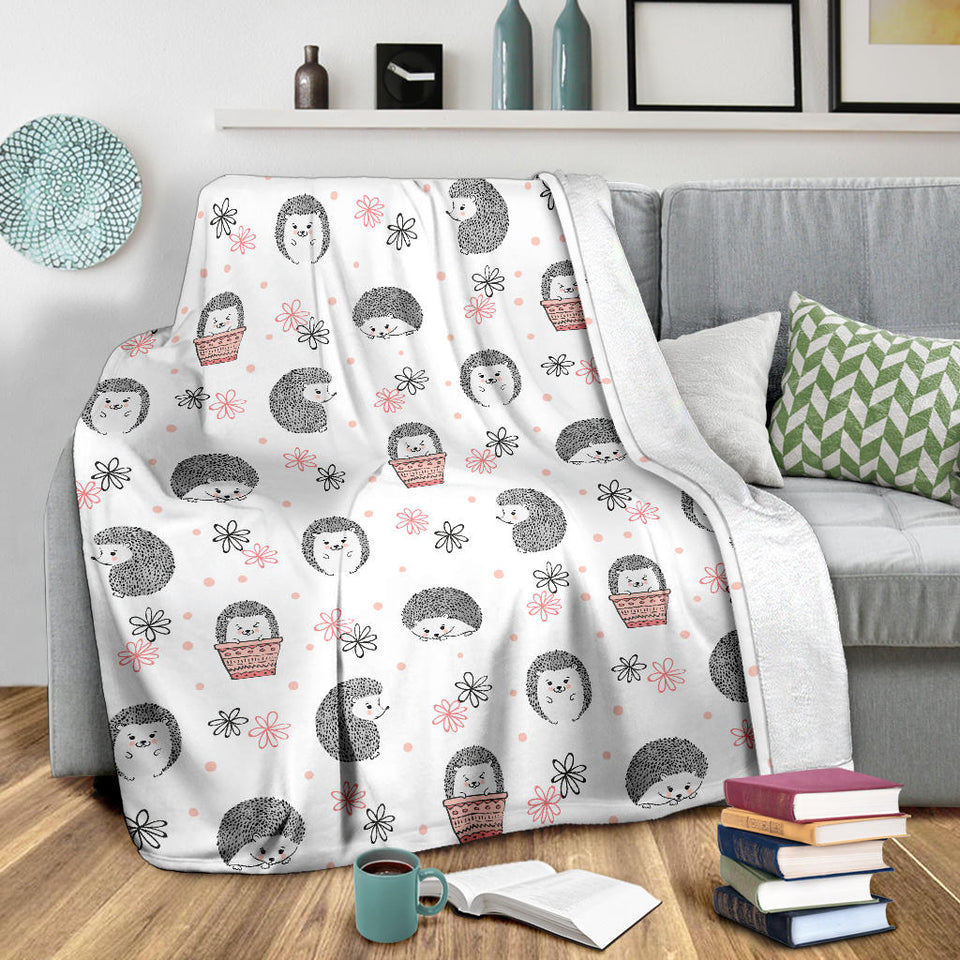 Hedgehog Pattern Print Design 02 Premium Blanket