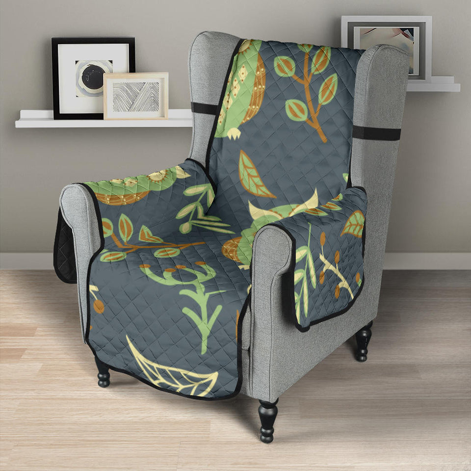 Cute owls leaves pattern Chair Cover Protector