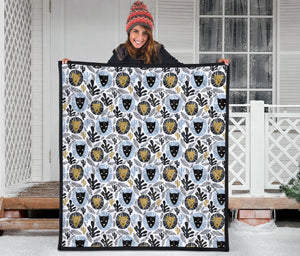 Lion Pattern Print Design 05 Premium Quilt