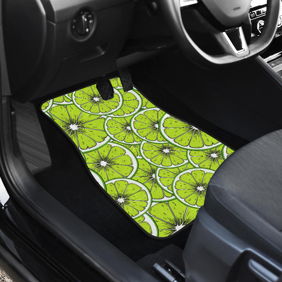 Slices Of Lime Design Pattern Front And Back Car Mats