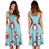 Cute Penguin Christmas  Design Pattern Sleeveless Midi Dress