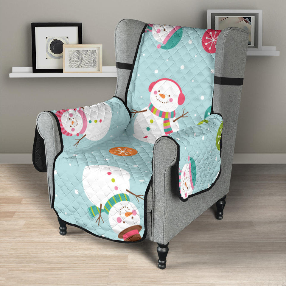 Cute snowman snowflake pattern Chair Cover Protector