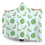 Durian Pattern Blue Background Hooded Blanket