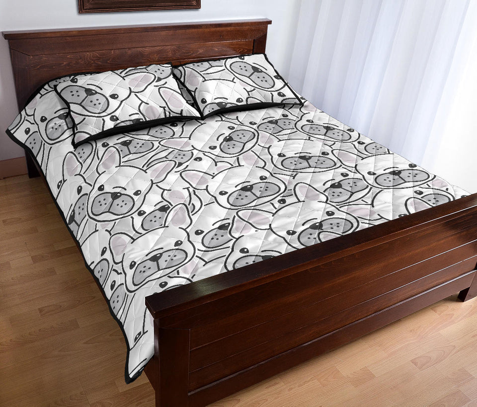 Cute french bulldog head pattern Quilt Bed Set