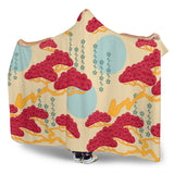 Red Bonsai Gray Sun Japanese Pattern Hooded Blanket