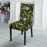 Cute Sloths Tropical Palm Leaves Black Background Dining Chair Slipcover
