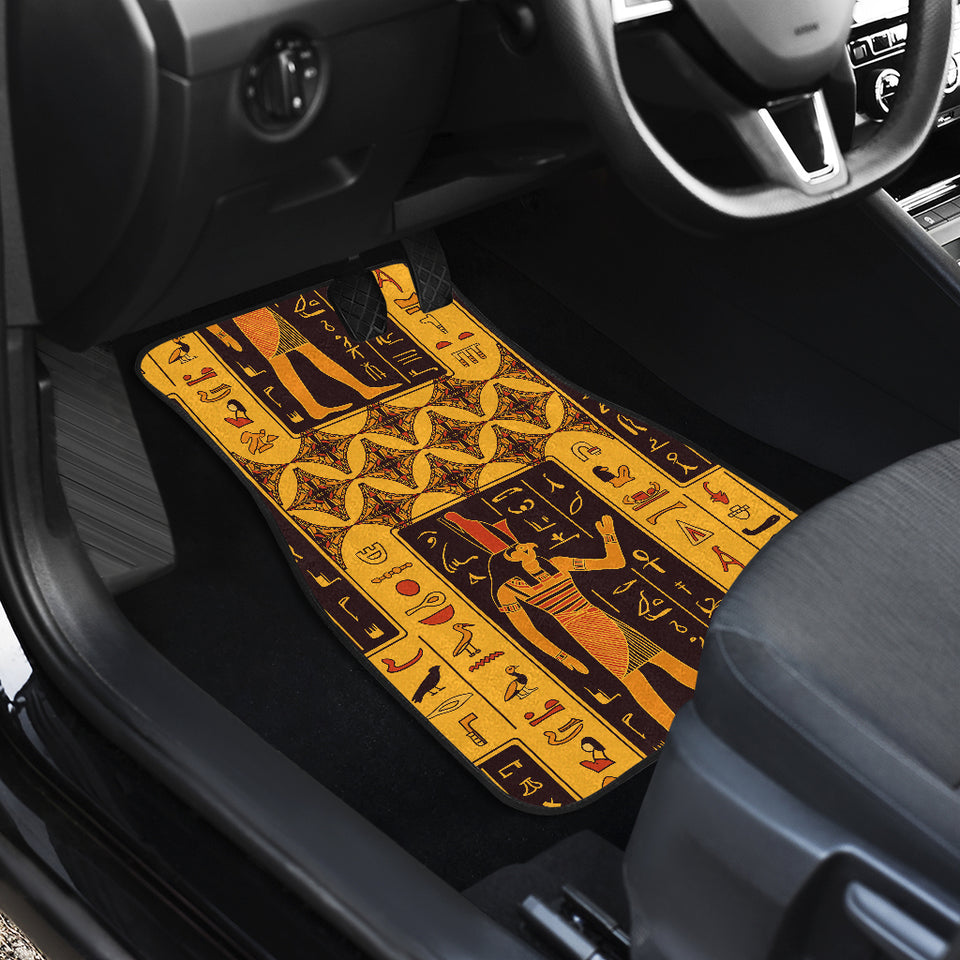 Egypt Hieroglyphics Pattern Print Design 05 Front and Back Car Mats