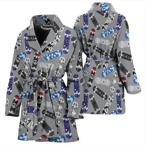 Skate Board Pattern Print Design 03 Women's Bathrobe