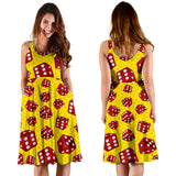 Dice Pattern Print Design 04 Sleeveless Midi Dress