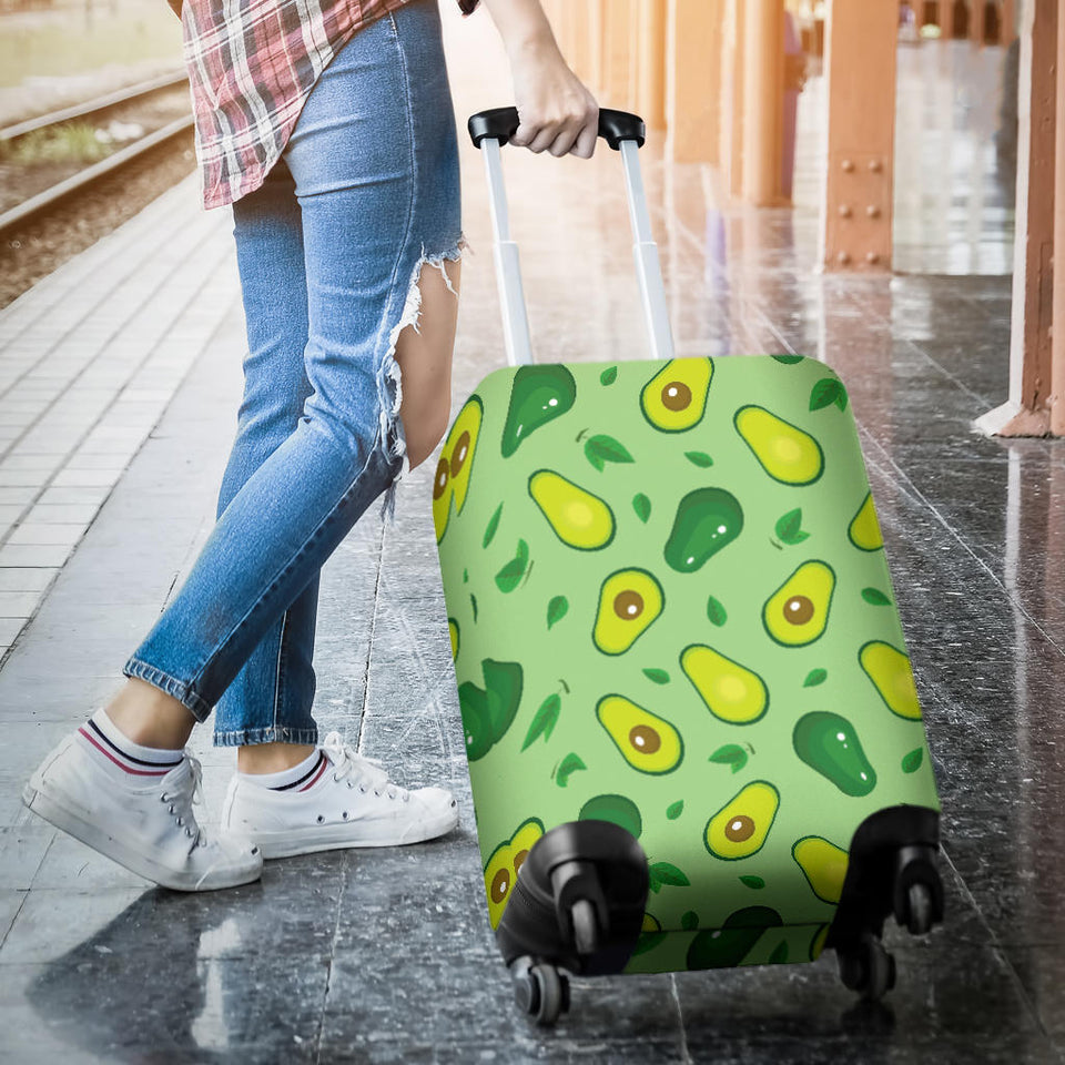 Avocado Pattern Green Background Luggage Covers