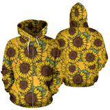 Sunflower Pattern Zip Up Hoodie
