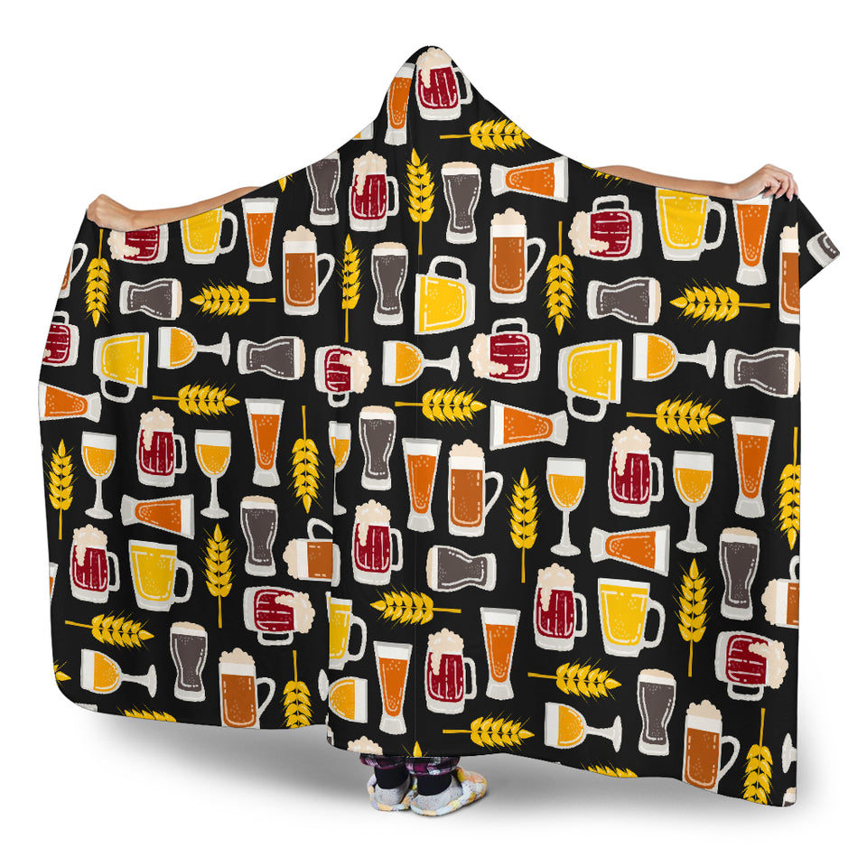 Beer Type Pattern Hooded Blanket