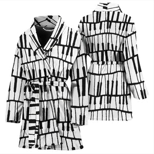 Piano Pattern Print Design 03 Women's Bathrobe