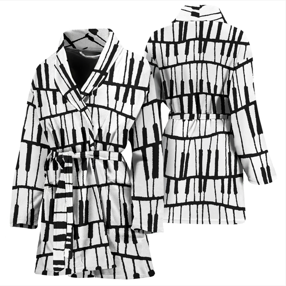 Piano Pattern Print Design 03 Women's Bathrobe