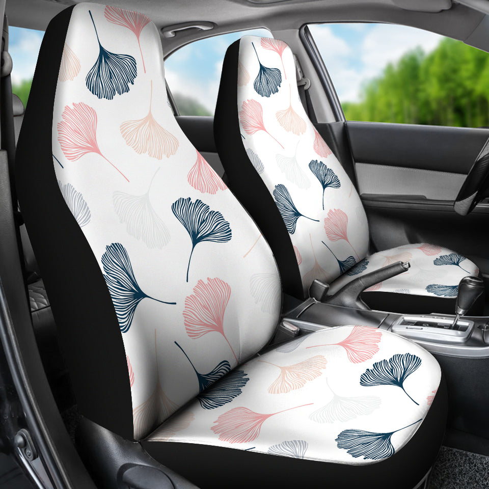 Black Gray Cream Coral Ginkgo Leaves Pattern Universal Fit Car Seat Covers