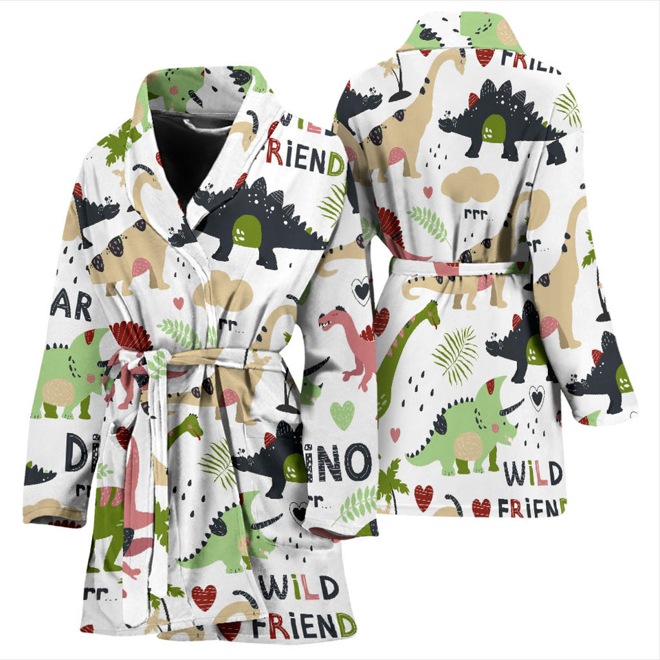 Cute Dinosaurs Pattern Women'S Bathrobe