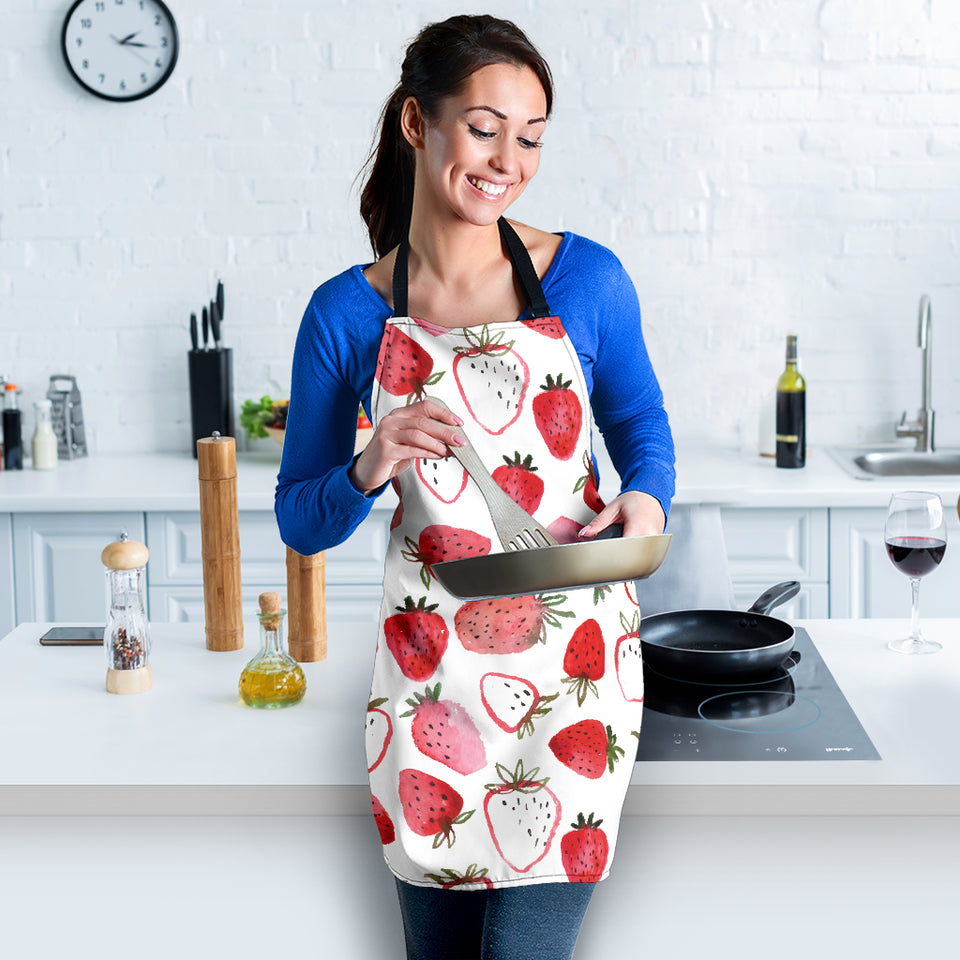 Watercolor Hand Drawn Beautiful Strawberry Pattern Adjustable Apron