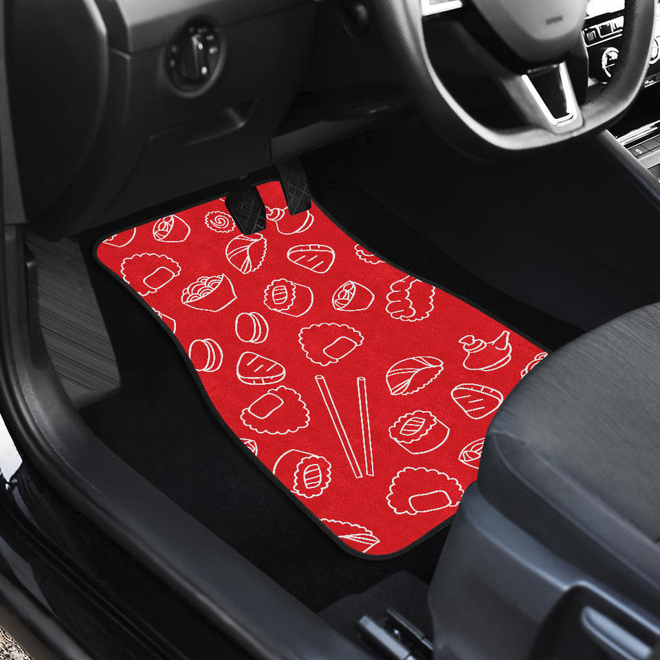 Sushi Pattern Red Background Front Car Mats