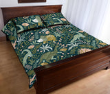 dinosaurs tropical leaves flower pattern Quilt Bed Set