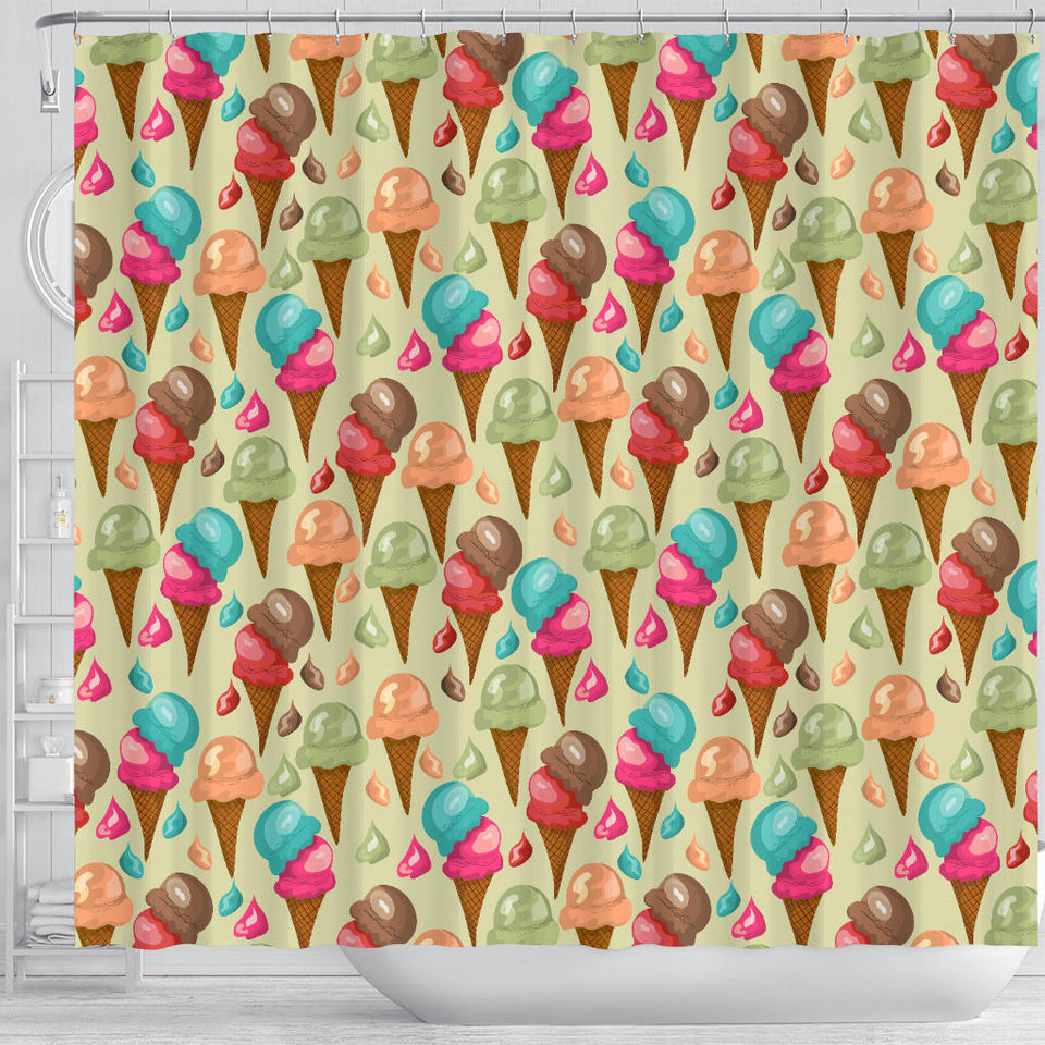 Colorful Ice Cream Pattern Shower Curtain Fulfilled In US