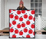Red Apples White Background Premium Quilt