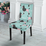 Poodle Dog Green Background Dining Chair Slipcover