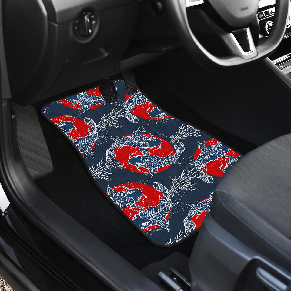 Koi Fish Carp Fishs Hand Drawn Japanese Art Front Car Mats