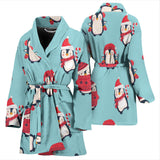 Cute Penguin Christmas  Design Pattern Women'S Bathrobe