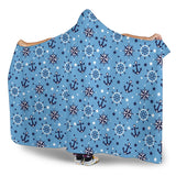 Anchors Rudder Compass Star Nautical Pattern Hooded Blanket