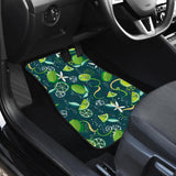 Lime Ice Flower Pattern Front And Back Car Mats