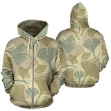 Ginkgo Leaves Design Pattern Zip Up Hoodie