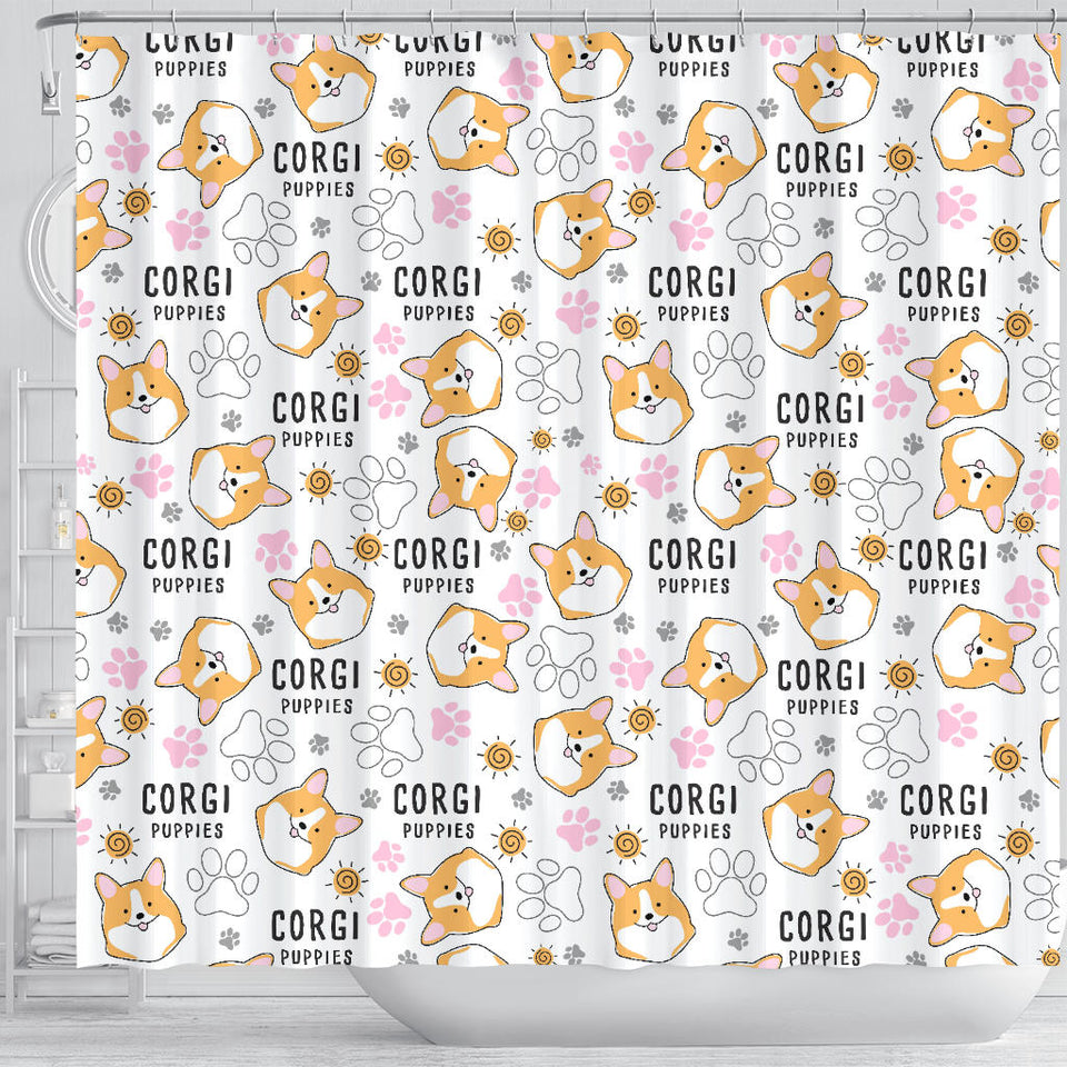 Corgi Dog Pattern Shower Curtain Fulfilled In US